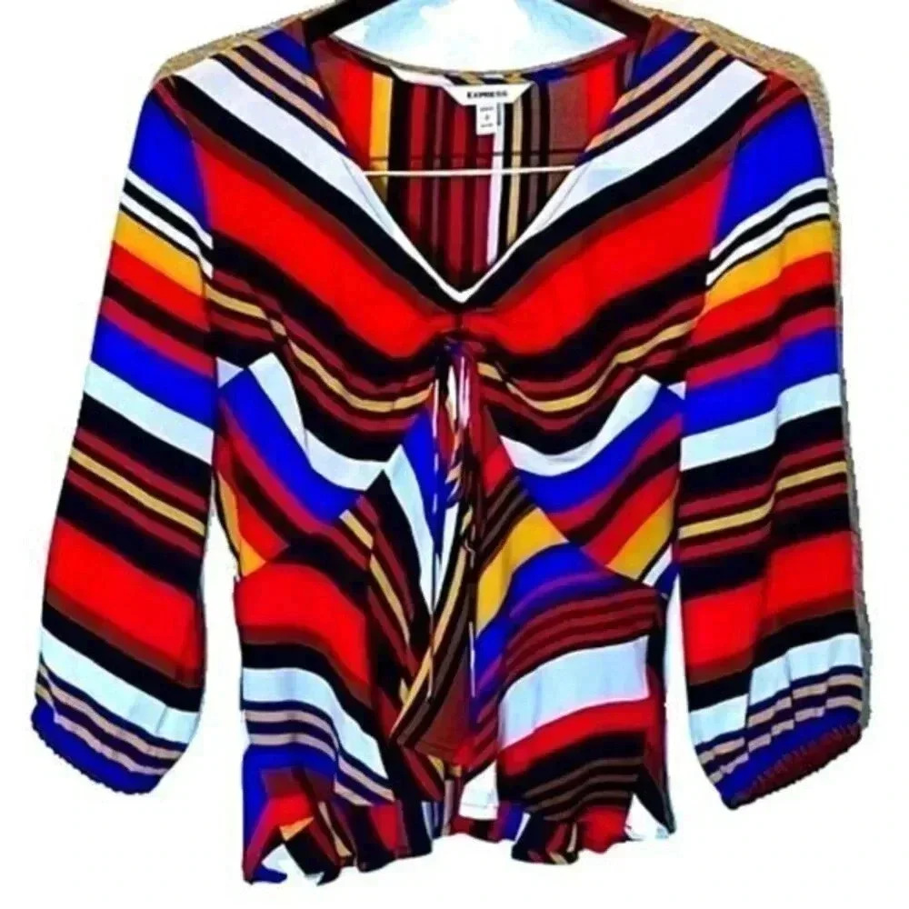 Express Striped Babydoll Peplum Top Shirt Size SP